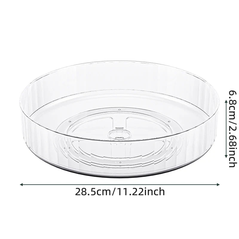 Lazy Susan Turntable, Clear Rotating Fridge Organizer for Refrigerator, Cabinet and Pantry Shelves, 360 Degree Spinning Storage Tray, Small or Large, Plastic