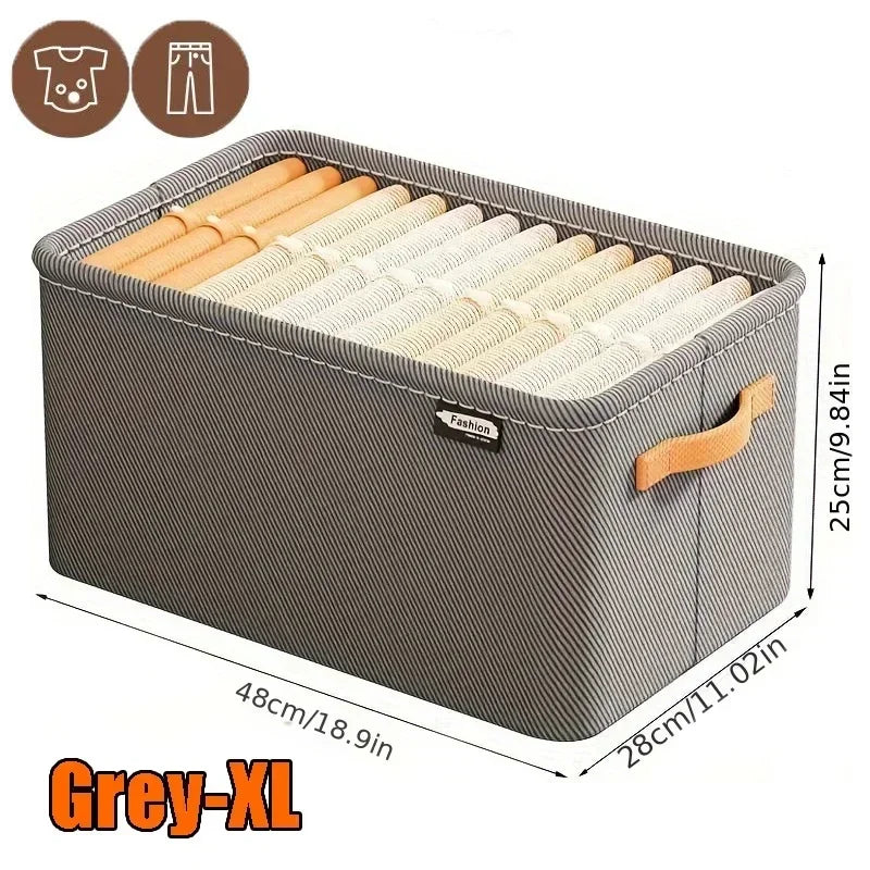 Fabric Drawer Organizer Box, Foldable Cloth Storage Bin for Clothes, Underwear and Socks, Wardrobe and Dresser Drawer Divider, Medium, Large or XL, Grey or Khaki