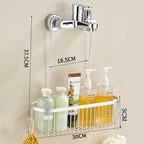 Hanging Shower Caddy, No Drill Aluminium Shower Basket with 2 Hooks, Hangs Over Shower Head or Bar, Shampoo and Soap Organizer, 30cm, Silver, Black or Grey