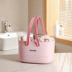 Portable Shower Caddy Tote with Handles, Plastic Shower Basket for Dorm, College and Gym, Carry Caddy for Toiletries and Bathroom Essentials, Grey or White