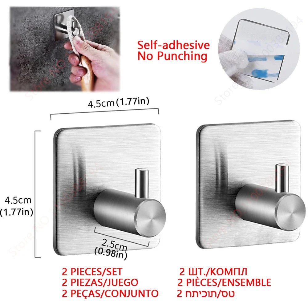 Toilet Paper Holder, No Drill Adhesive Stainless Steel Toilet Roll Holder for Bathroom Wall, Screw Mount Option, Fits Rolls up to 30cm, Silver or Black