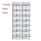 Over the Door Shoe Organizer, Hanging Shoe Rack with 14 or 24 Pockets for Closet, Dorm and Bedroom, No Drill Door Storage, White, Grey or Black