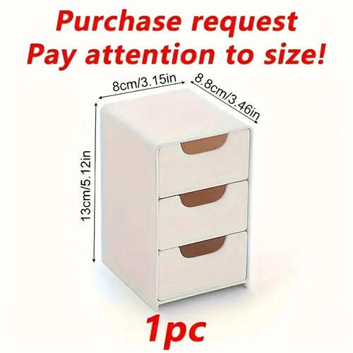 3 Tier Desk Organizer with Drawers, Desktop Storage Drawer Unit for Office, Vanity and Makeup, Stationery and Cosmetics Organizer, White Plastic