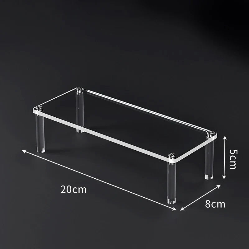 Display Riser Stand, Clear Tiered Shelf Organizer for Countertop, Vanity and Retail Display, Freestanding, No Assembly Required, 1 to 5 Tier Options, Clear Plastic