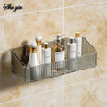 Shower Basket, Self Adhesive Wall Mounted Bathroom Storage Basket with Mesh, No Drill Organizer for Shampoo and Toiletries, Grey or Clear