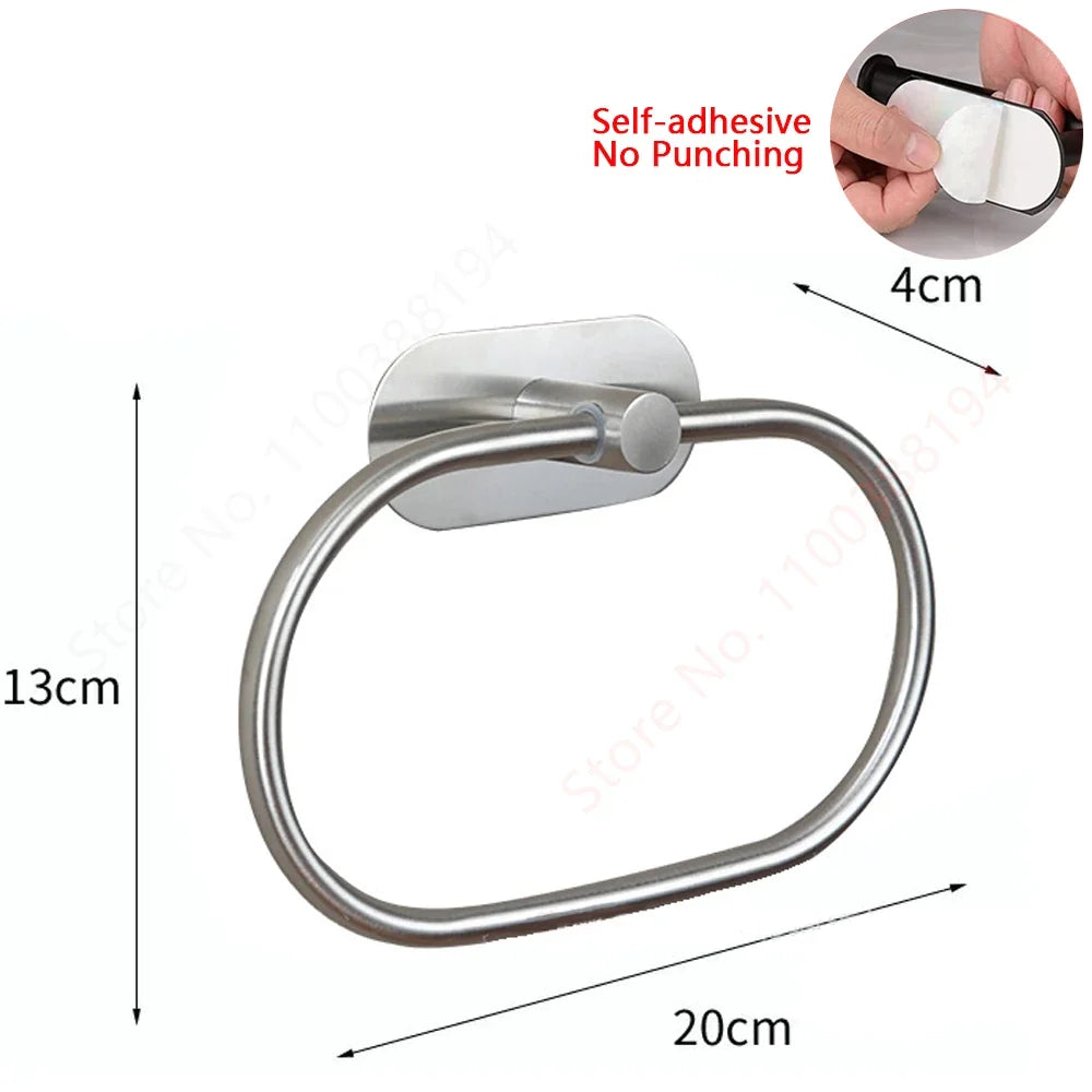 Toilet Paper Holder, No Drill Adhesive Stainless Steel Toilet Roll Holder for Bathroom Wall, Screw Mount Option, Fits Rolls up to 30cm, Silver or Black