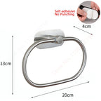 Toilet Paper Holder, No Drill Adhesive Stainless Steel Toilet Roll Holder for Bathroom Wall, Screw Mount Option, Fits Rolls up to 30cm, Silver or Black