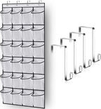 Over the Door Shoe Organizer, Hanging Shoe Rack with 14 or 24 Pockets for Closet, Dorm and Bedroom, No Drill Door Storage, White, Grey or Black
