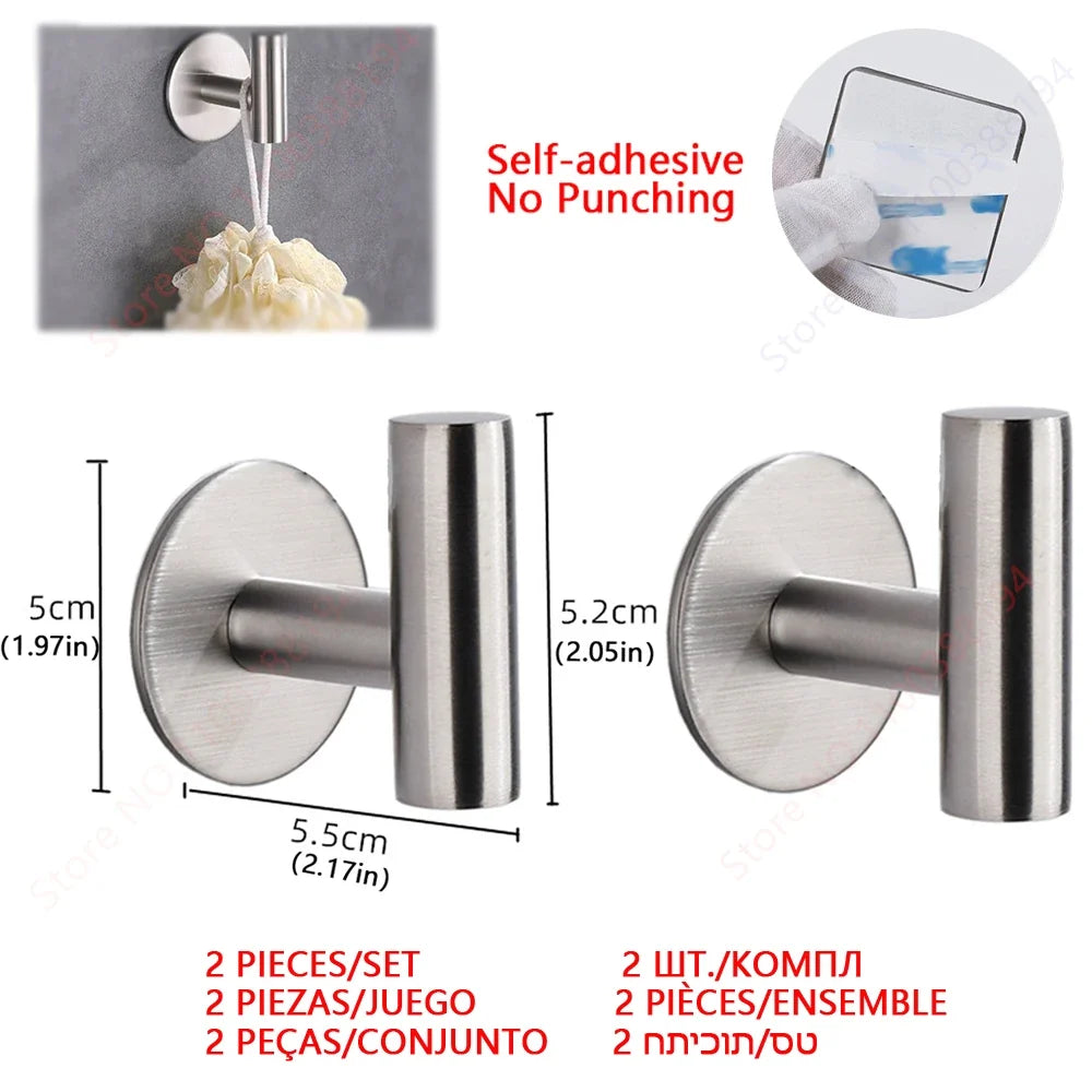 Toilet Paper Holder, No Drill Adhesive Stainless Steel Toilet Roll Holder for Bathroom Wall, Screw Mount Option, Fits Rolls up to 30cm, Silver or Black