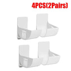 Trash Bag Holder, Set of 4 Adhesive Wall Mounted Garbage Bag Hooks for Kitchen Cabinet Door, No Drill Rubbish Bag Dispenser, White Plastic