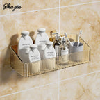Shower Basket, Self Adhesive Wall Mounted Bathroom Storage Basket with Mesh, No Drill Organizer for Shampoo and Toiletries, Grey or Clear