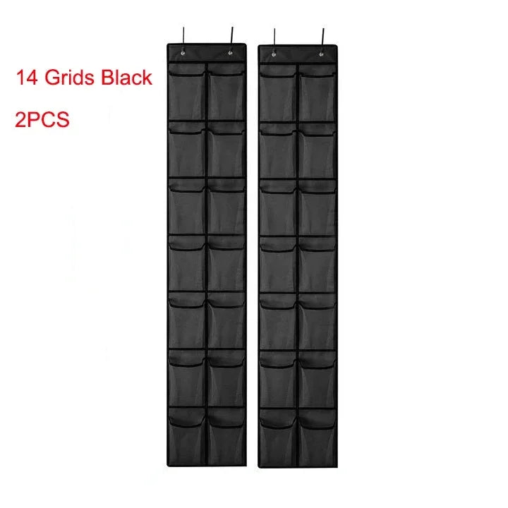Over the Door Shoe Organizer, Hanging Shoe Rack with 14 or 24 Pockets for Closet, Dorm and Bedroom, No Drill Door Storage, White, Grey or Black