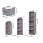 Hanging Closet Organizer with Shelves, Foldable Fabric Wardrobe Storage for Clothes, Sweaters and Accessories, Hangs on Closet Rod, 3, 4 or 5 Tier, Light Grey