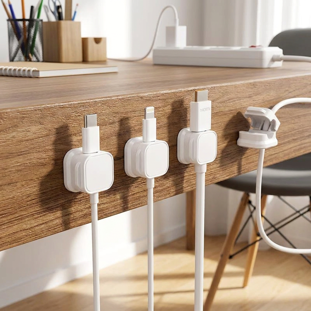 Magnetic Cable Clip Cable Holder Adhesive Wire Keeper Cord Cable Organizer for Home Office Under Desk Management