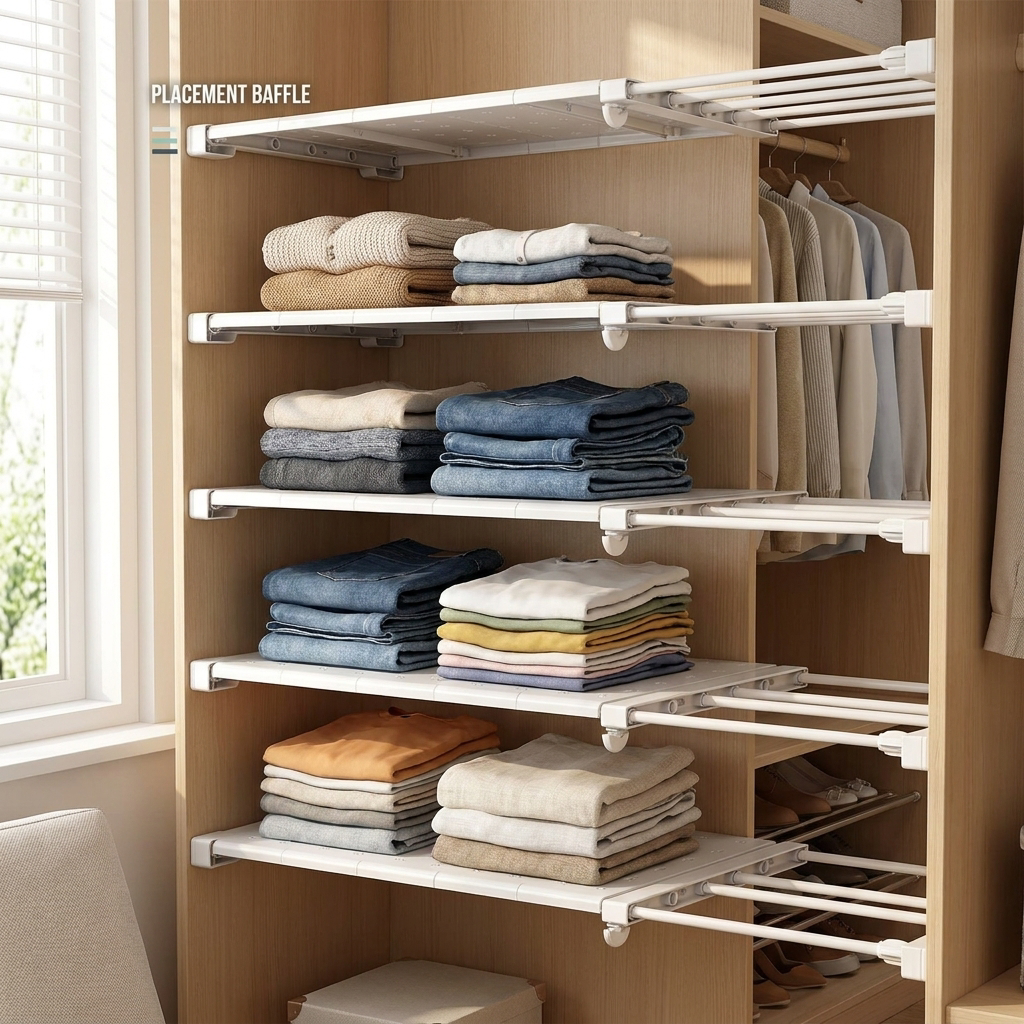 Adjustable Closet Organizer Storage Shelf Wall Mounted Kitchen Rack Space Saving Wardrobe Decorative Shelves Cabinet Holder