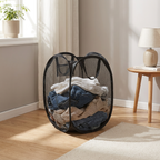 Foldable Pop-Up Laundry Basket, Large Mesh Basket with Ergonomic Handle, Portable Home & Casa Storage for Bathroom, Bedroom