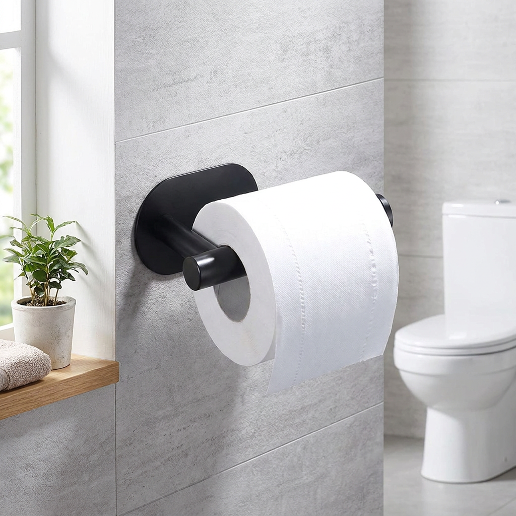 Adhesive Toilet Roll Paper Holder Organizer Wall Mount Storage Stand Kitchen Bathroom No Drill Tissue Towel Dispenser Stainless