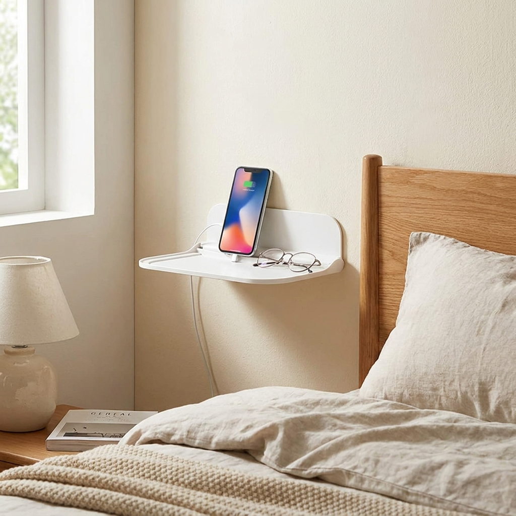 1pc Foldable Wall-mounted Shelf, For Bathroom, Toilet, Kitchen, Bedside, No Drilling Phone Storage, Wifi Router Storage