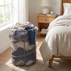 Folding Dirty Laundry Sorting Basket Large Mesh Yarn Storage Bag Frame Bucket Laundry Organizers Storage Pouch Storage Organizer