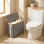 Bathroom Toilet Paper Storage Basket Bamboo Collapsible Toilet Paper Holder Toilet Paper Storage Basket Foldable Organizer Bin