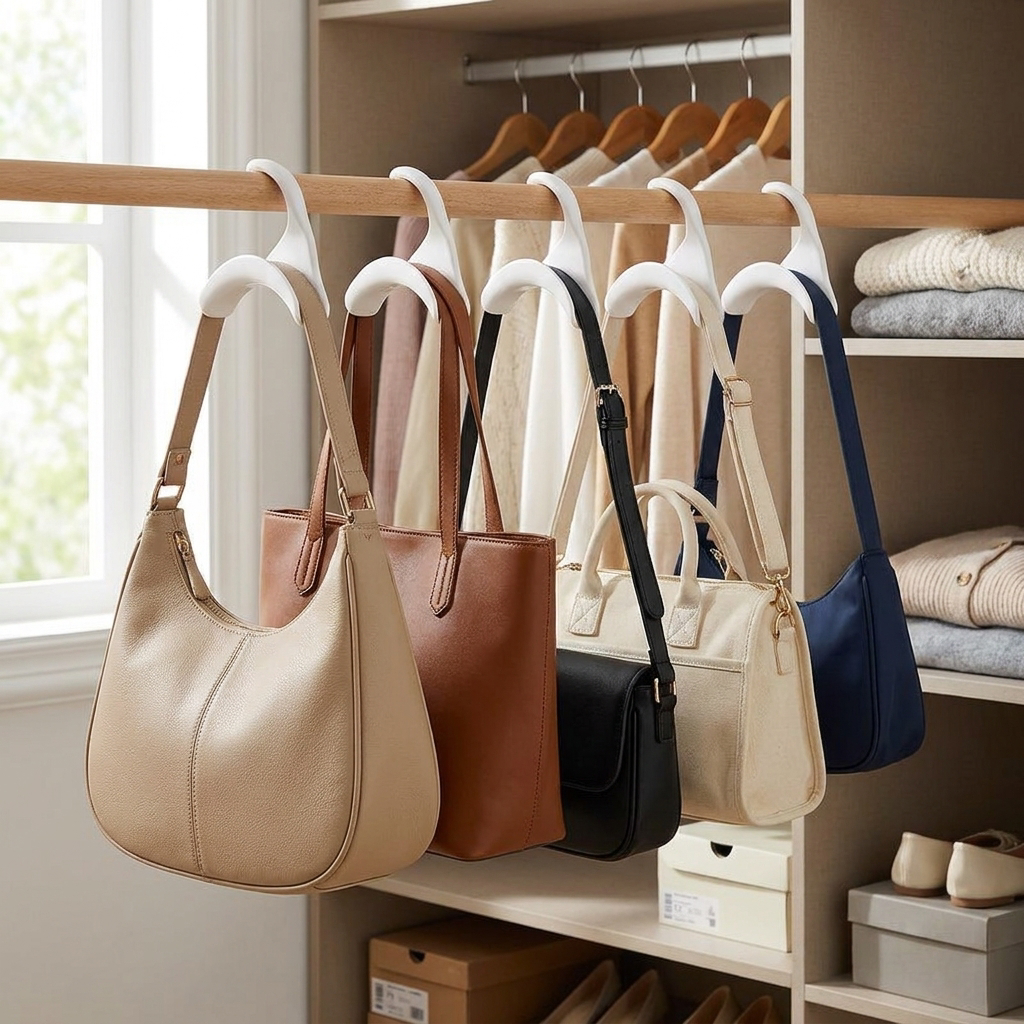 5PCS/Set Bag Purse Hanger Closet Purse Hooks for Closet Simple Practical Home Storage Coat Hooks Arched Hanging Rack
