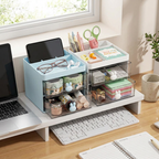Small Desk Organizer With Drawer, Office Desktop Storage Box, Makeup Organizer, Business Card/Pen/Pencil/Mobile Phone/Stationery