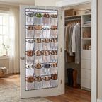Over The Door Shoe Organizer 12/14/24/28/35/40 Pockets Mesh Hanging Shoe Rack with Hooks for Closet Door Storage, Black/White/Gr