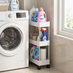 Slim Rolling Storage Cart with Wheels 4 Tier Skinny Bathroom Storage Organizer Narrow Shelf Unit Thin Laundry Room Utility Cart