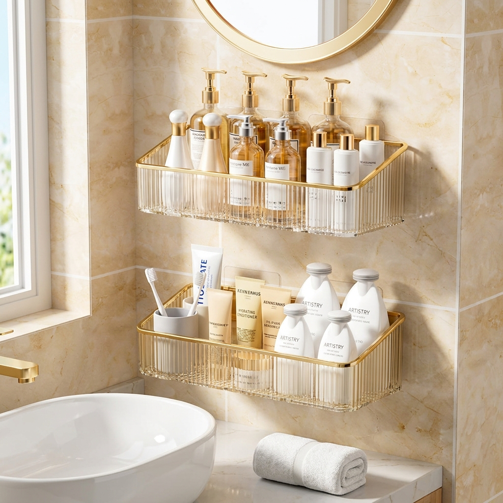 Bathroom Storage Rack Wall Mounted Toilet Washroom Washroom Washbasin Wall Organizing Storage Basket