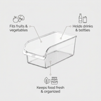 Clear Fridge Organizer - what it holds infographic