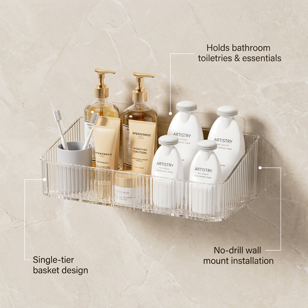 Bathroom Storage Rack Wall Mounted - what it holds infographic