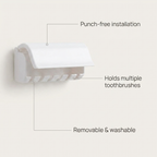 Punch-free Toothbrush Holder - key benefits infographic