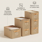 Wardrobe Organizer Box - capacity and sizing infographic