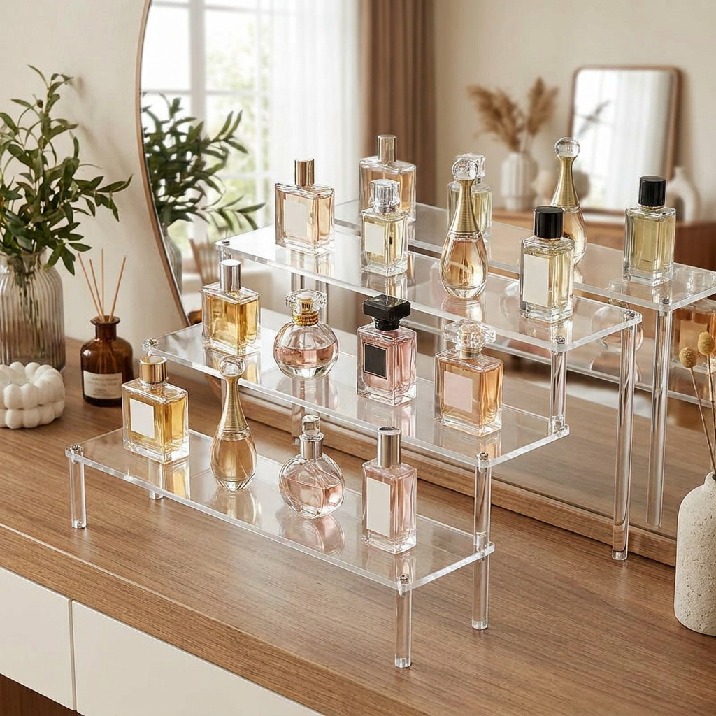 Acrylic Display Risers - in use with perfume display