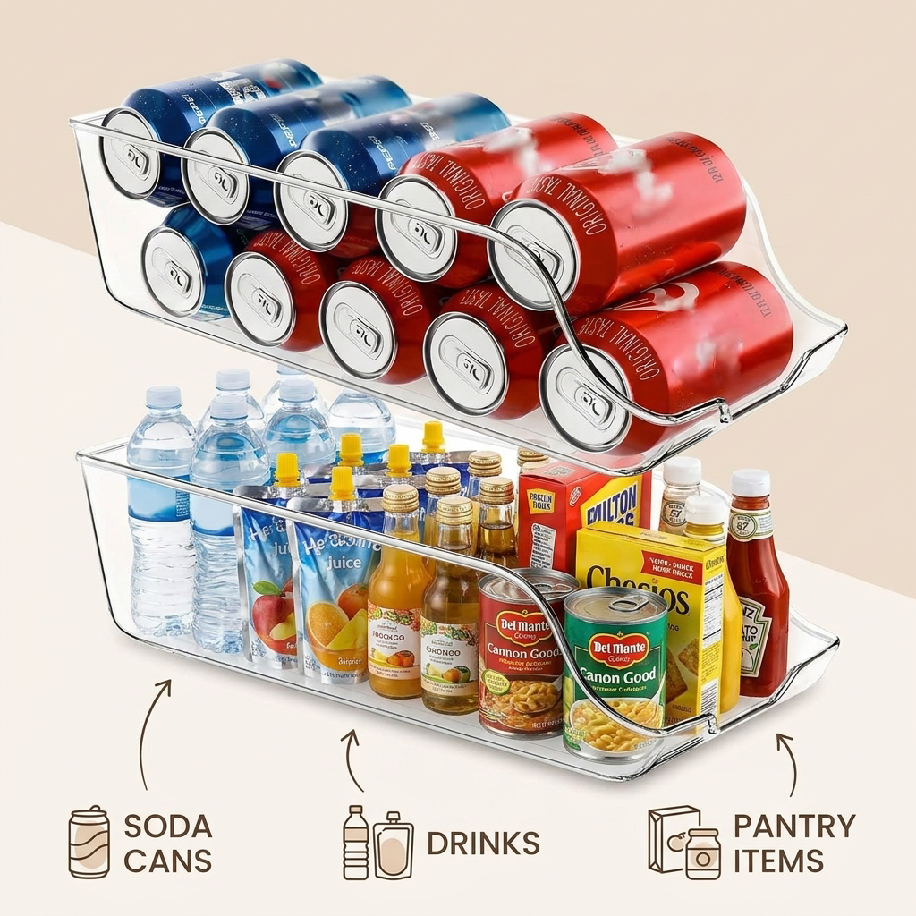 Auto-rolling soda can dispenser