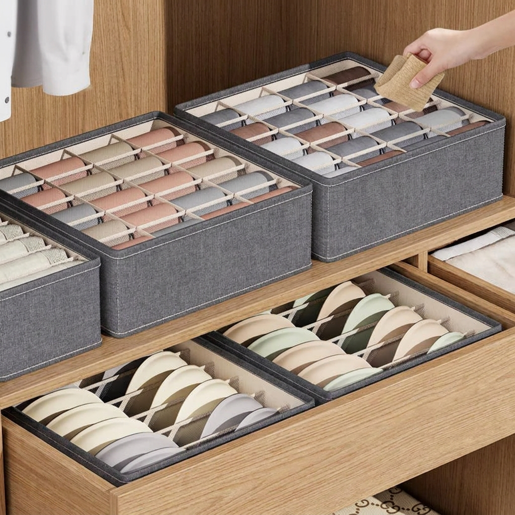 Closet Organizer Underwear Drawer Organizer - in use in closet drawer