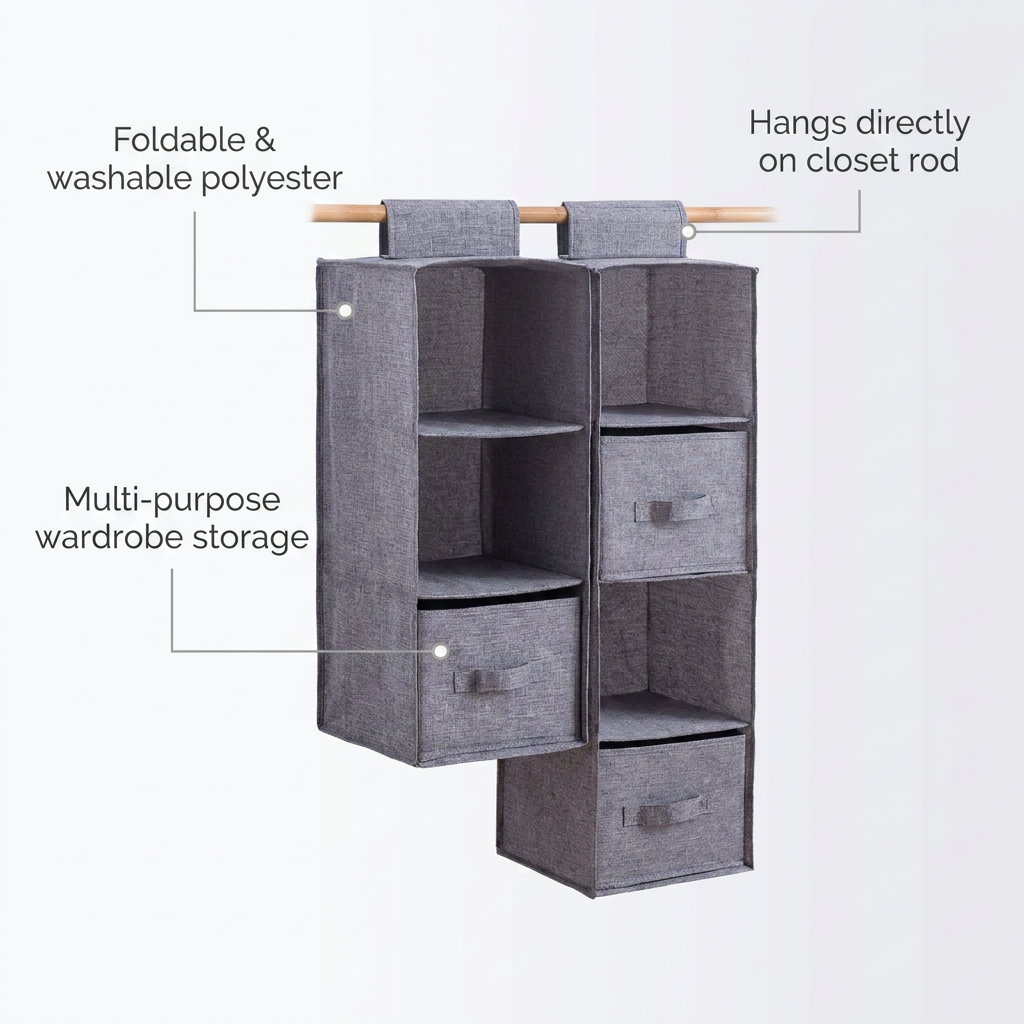 Portable Wardrobe Hanging Storage Bag - benefit callouts