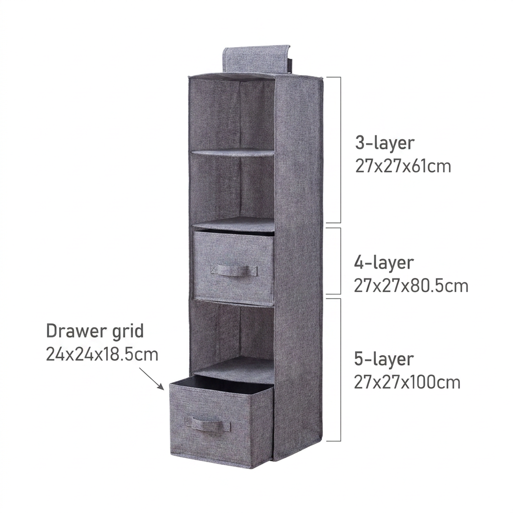 Portable Wardrobe Hanging Storage Bag - dimensions