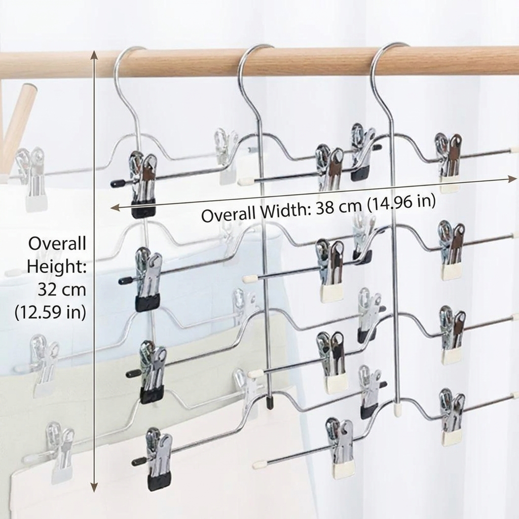 Skirt Hangers 4 Tier - dimensions infographic