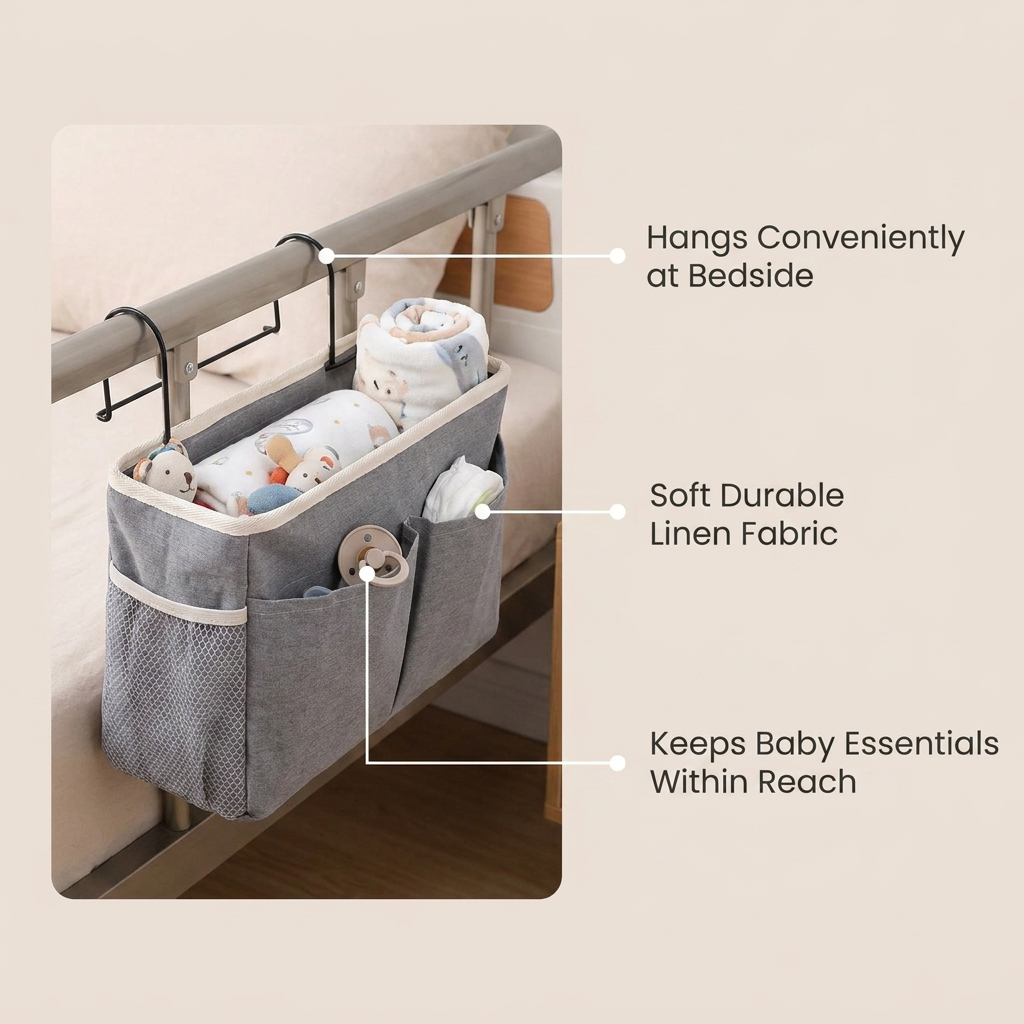 Baby Bedroom Bed Storage Organizer - benefit callouts