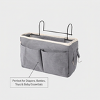 Baby Bedroom Bed Storage Organizer - what it holds infographic