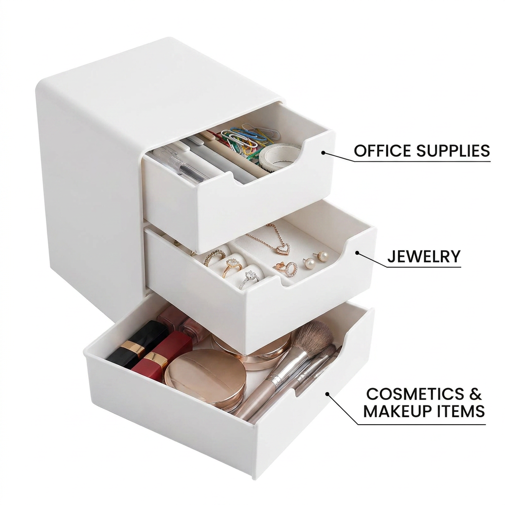 Chic 3-Tier Desk Organizer - holds office supplies, jewelry and cosmetics