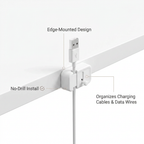 Cable Management Clip - benefit callouts: no-drill install, edge-mounted, organizes cables and wires