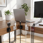 Cable Organizer Clips - mounted along desk edge routing USB cables