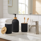 Bathroom Countertop Soap Dispenser Set - styled on bathroom sink