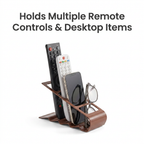 4 Compartment Remote Control Organizer - what it holds infographic