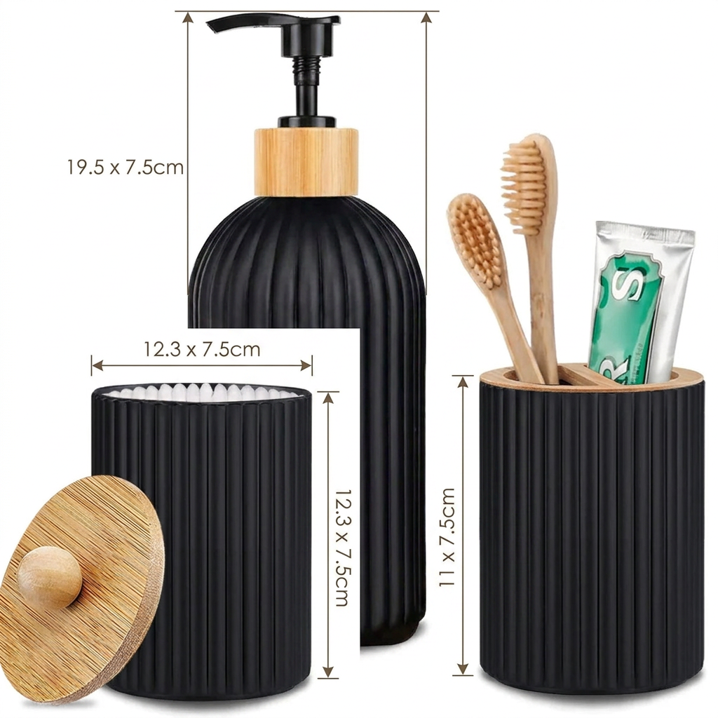 Bathroom Countertop Soap Dispenser Set - dimensions infographic