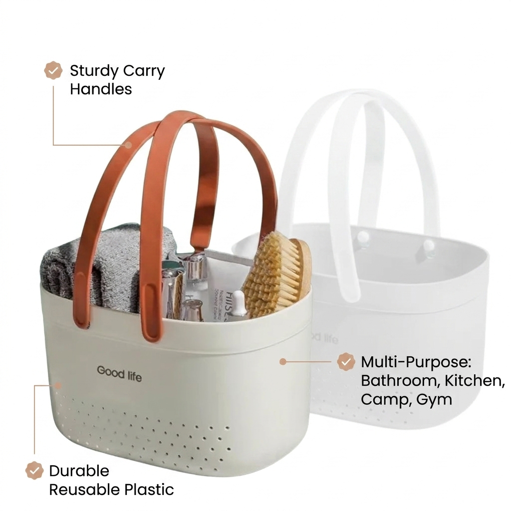 Portable Shower Caddy Basket - benefit callouts