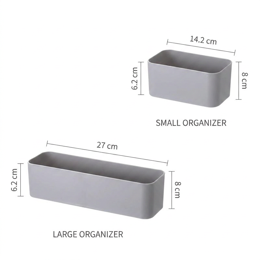 Wall Mounted Organizer Storage Box - dimensions Small 14.2x8x6.2cm, Large 27x8x6.2cm