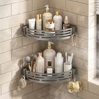 Modern Bathroom Corner Organizer Rack - mounted in shower corner